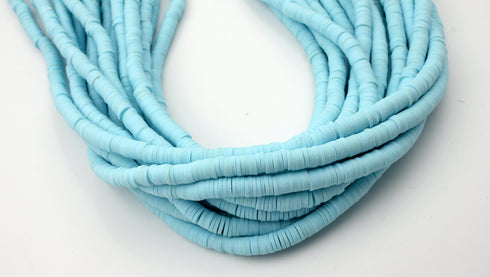 5mm vinyl Heishi beads light blue polymer clay beads